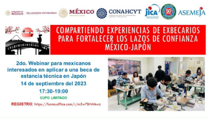 2o. Webinar para mexicanos interesados en aplicar para una beca de estancia técnica en Japón